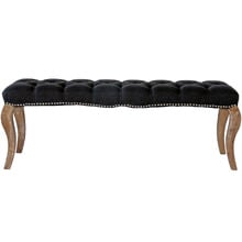 Black Hayward Buttoned Linen Ottoman